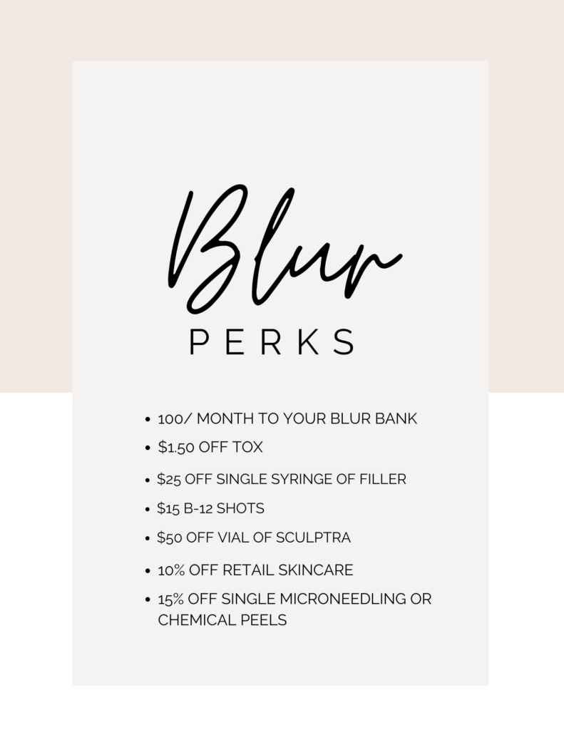 Sign-up for Blur Perks to receive on-going discounts on med spa services throughout the year